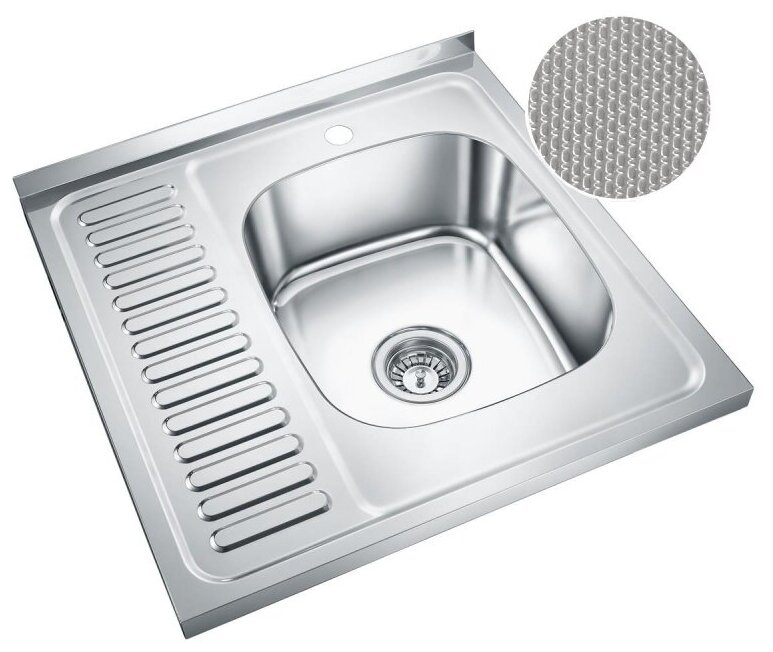 Накладная кухонная мойка EMAR T6060RQ Decor, нержавеющая сталь
