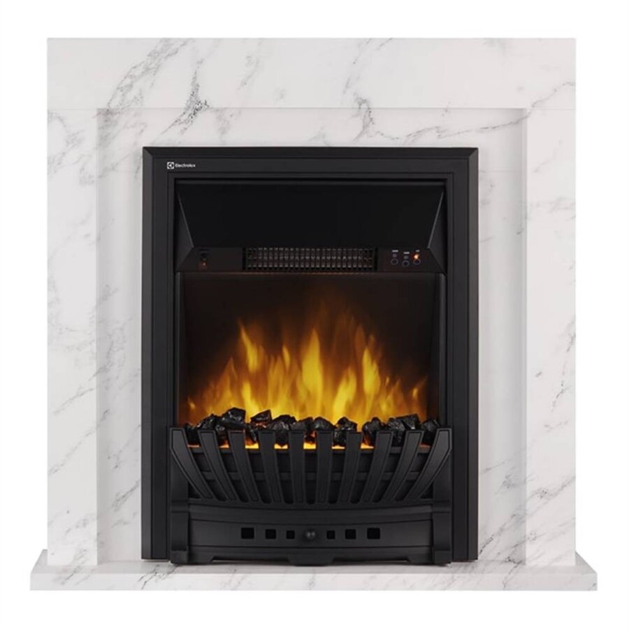 Каминокомплект: Очаг Electrolux EFP/P-1020LS, портал Simple Classic белый мрамор