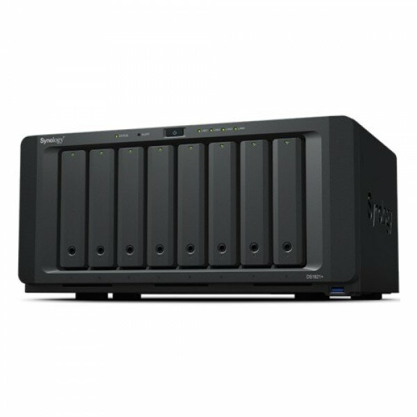 Дисковый массив Synology DS1821+ QC2,2GhzCPU/4GbDDR4(upto32)/RAID0,1,10,5,6/upto 8hot plug HDD SATA(3,5' or 2,5')(upto18 with 2xDX517)+ 2 M2 slots/ 4xUSB3.2/2eSATA/4GigE(+1Expslot)/iSCSI/2xIPcam(upto40)