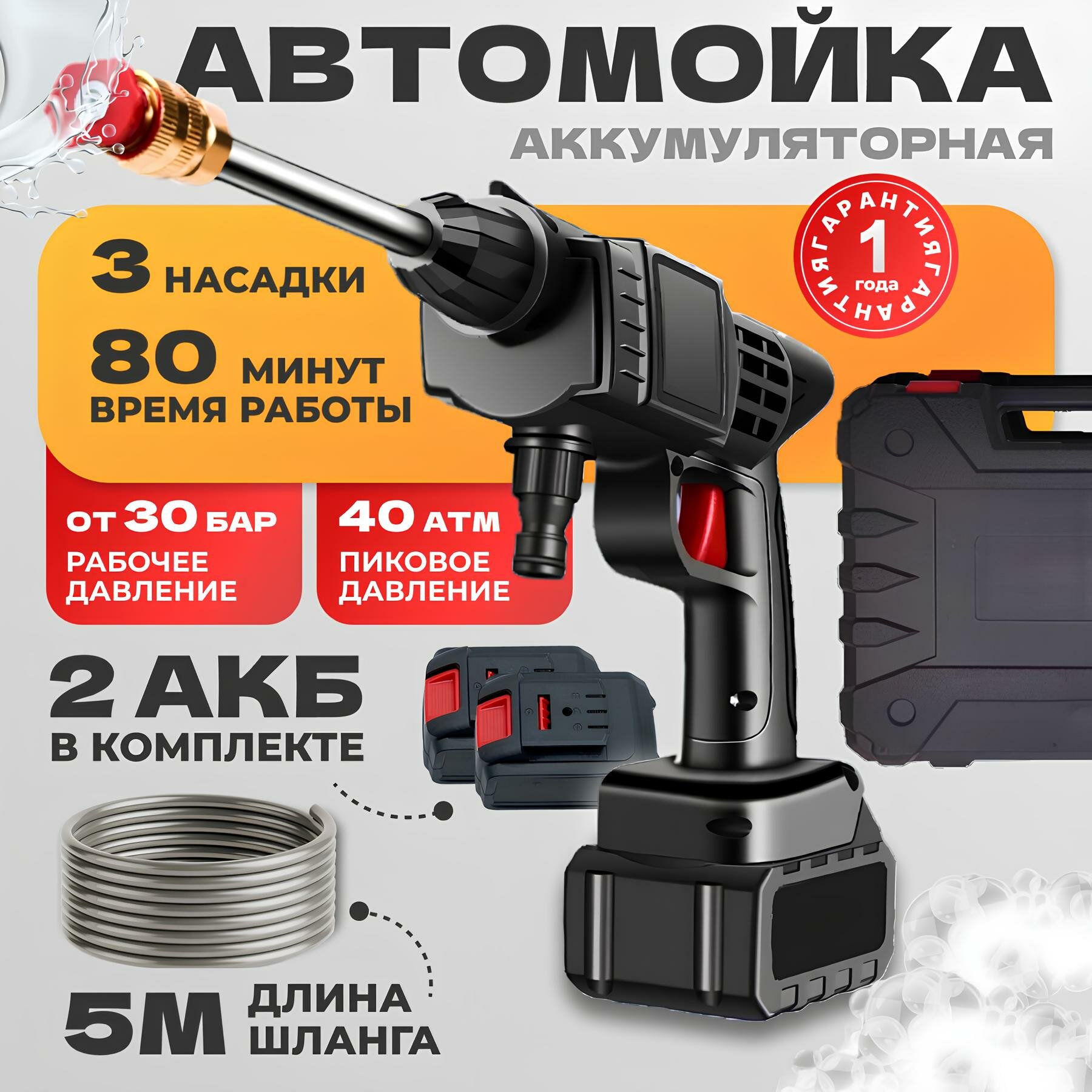 WIEKK Аккумуляторная мойка высокого давления для авто