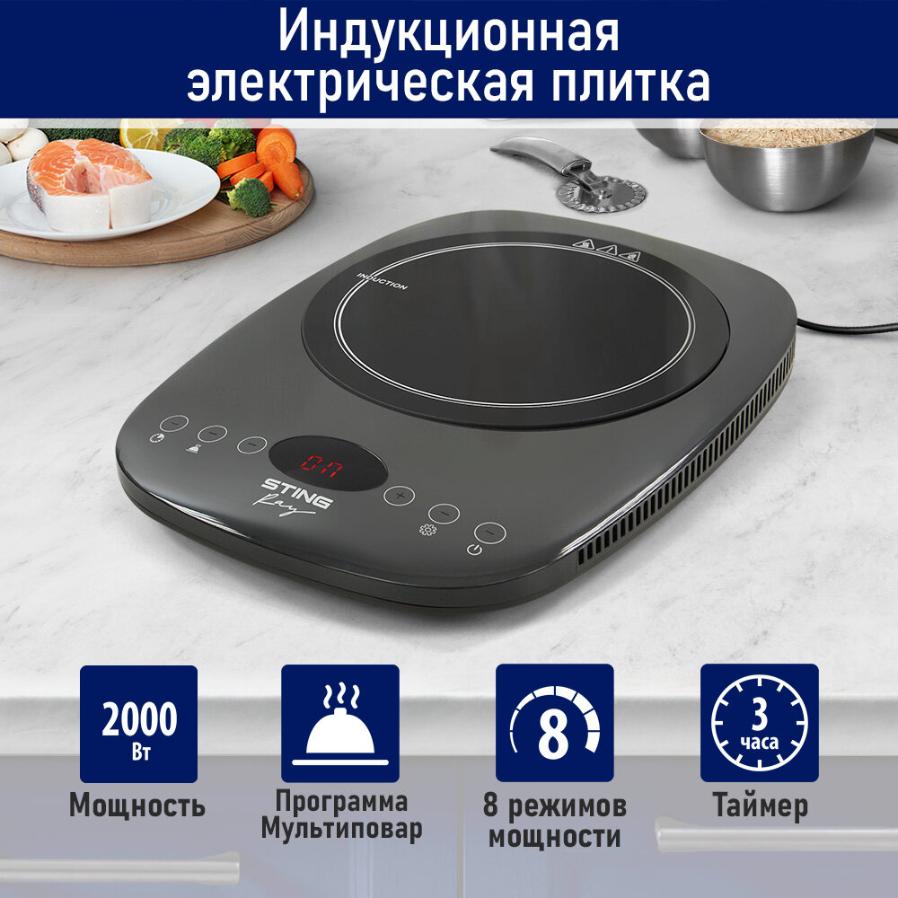 Ray Электрическая индукционная безимпульсная плитка STINGRAY ST-HP3501A серый