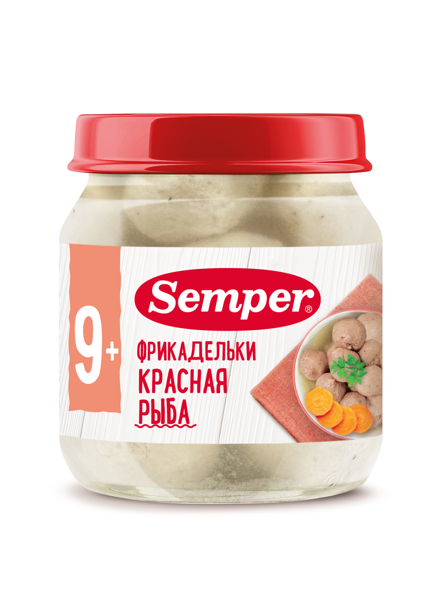 Semper - пюре фрикадельки из красной рыбы 9 мес, 100 гр