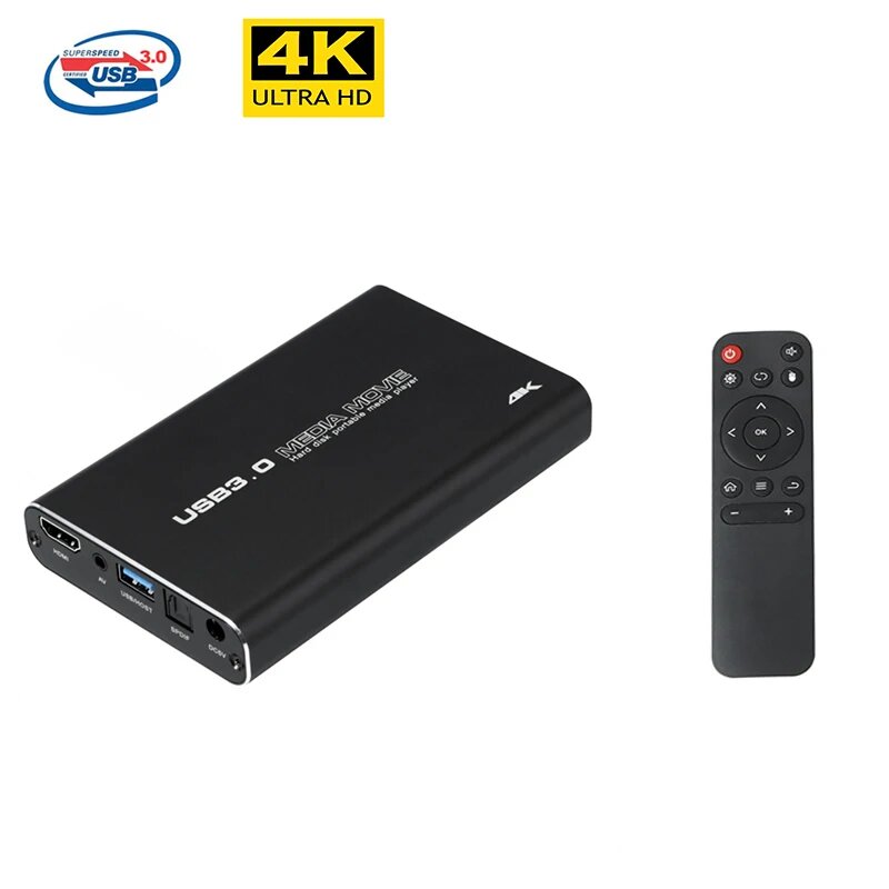 4K USB3.0 HDD медиаплеер Full HD H.265 медиаплеер центр с автоматическим воспроизведением для USB OTG SD AV TV AVI RMVB RM PPT SPDIF USB жесткий