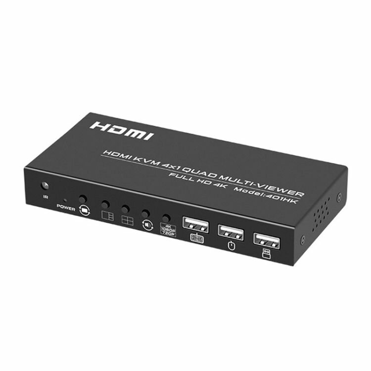 MRM 4-портовый HDMI USB KVM-видеоразветвитель с ИК-пультом дистанционного управления, мультивьювер-видеостена