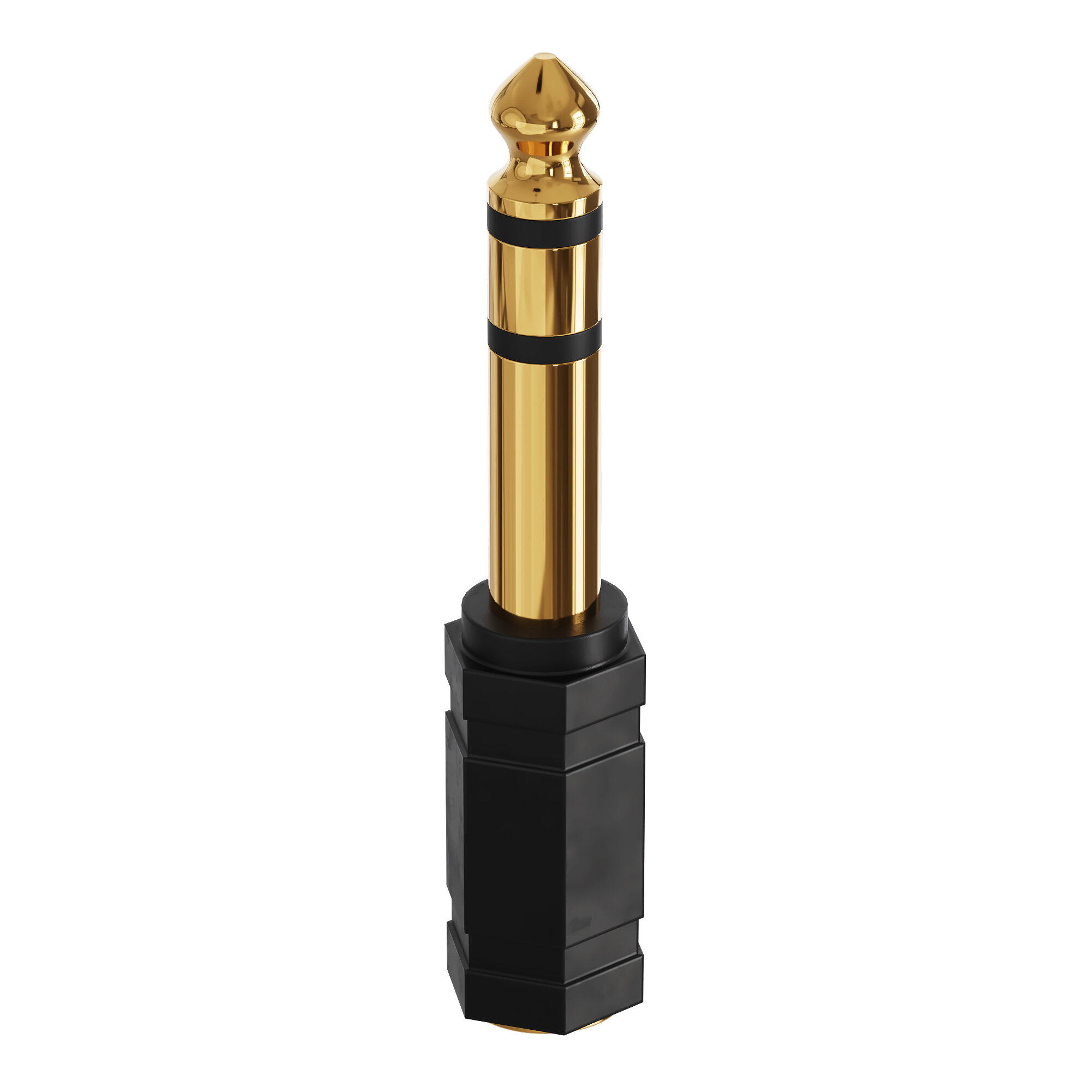 Аудио переходник адаптер GSMIN Maple4 Jack 6.3 мм (M) - mini Jack 3.5 мм (F) джек (3 pin) (Золотой)