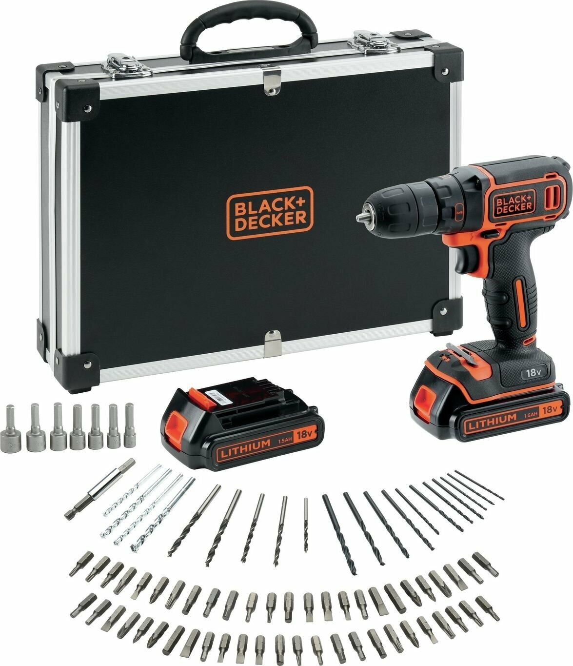 BLACK+DECKER Аккумуляторная дрель Black & Decker BDCDC18BAFC 18 в 2 х 1.5 Ah аккумулятор