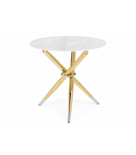 Woodville Стеклянный стол Rock 80х75 white / gold