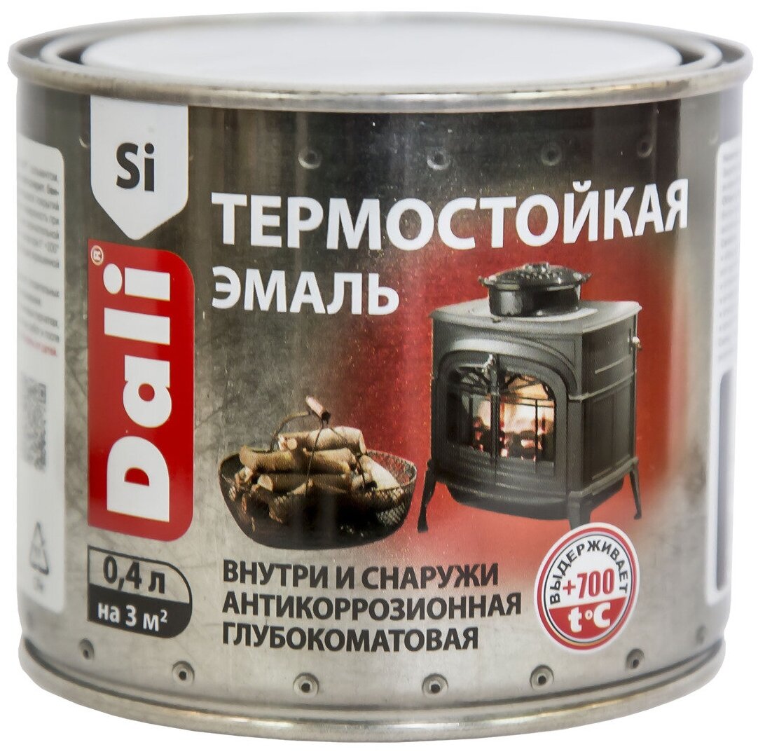 Эмаль Dali термостойкая серебро 0,4 л