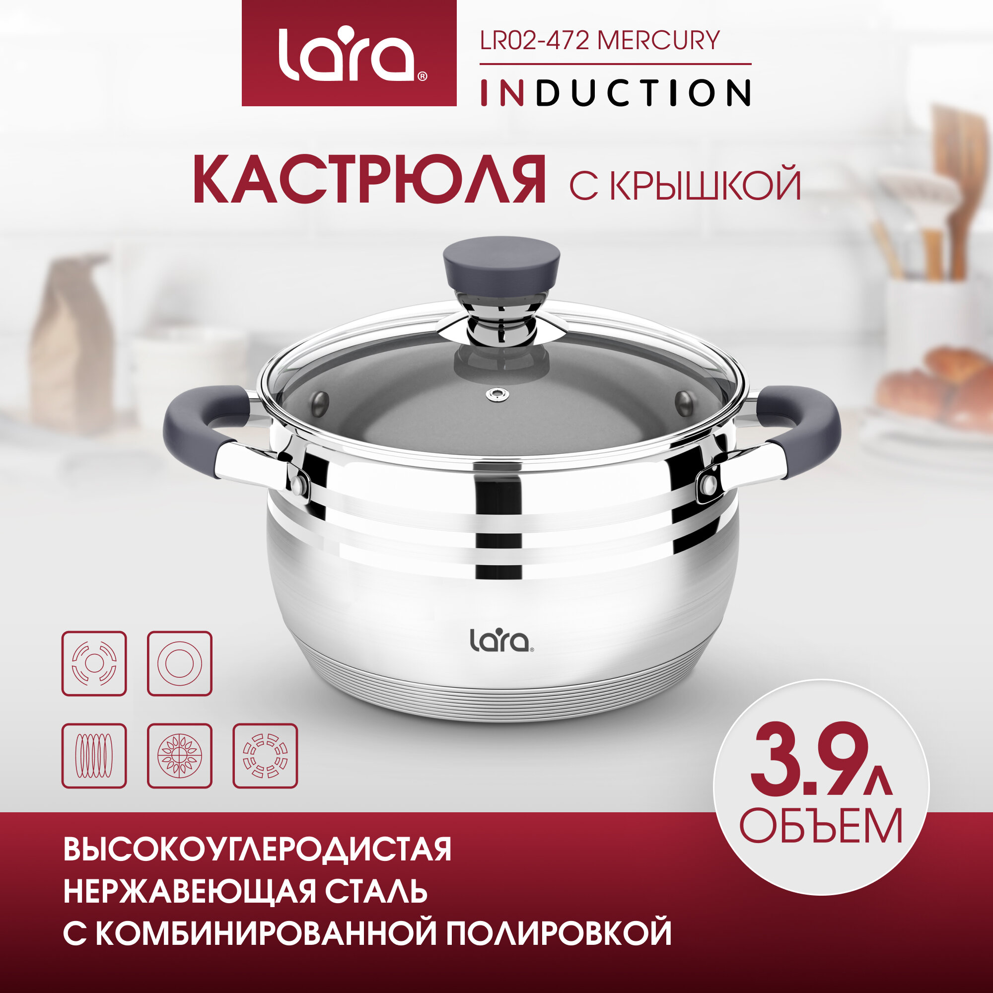 Кастрюля LARA Mercury