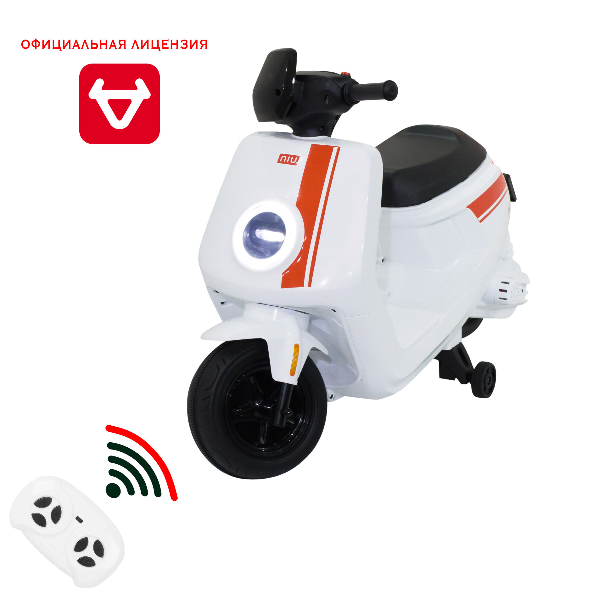 Harleybella Детский электромотоцикл скутер с пультом управления NIU MQi+ Sport 12V - AHL012-WHITE
