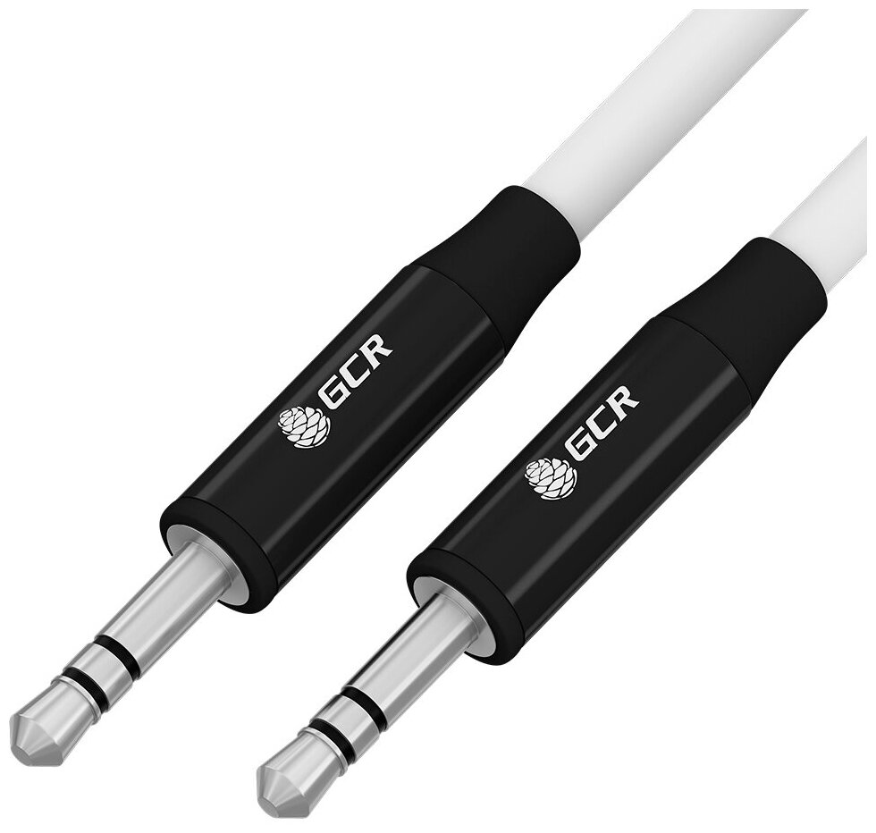 GCR Кабель 3.0m аудио jack 3.5mm/jack 3.5mm белый, AL case черный, M/M