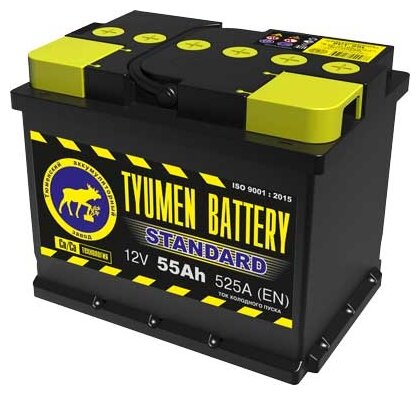 Автомобильный аккумулятор TYUMEN BATTERY STANDARD 6CT-55L 525А п.п., 242х175х190
