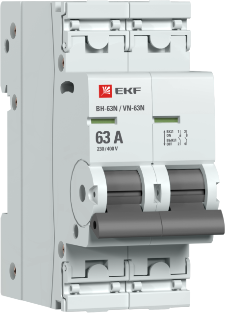 Выключатель нагрузки 2P 63А ВН-63N PROxima, EKF S63263 (1 шт.)