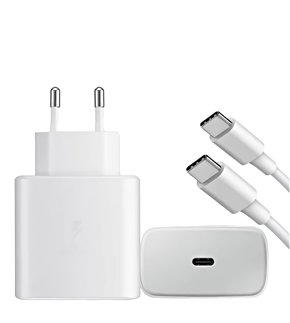Зарядное устройство для Samsung 45W / Адаптер питания + кабель USB Type-C 5A / Супер быстрая зарядка 45W / White