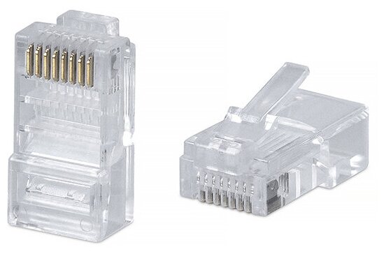 Коннектор RJ-45 под витую пару, категория 5e, универсальный (для одножильного и многожильного кабеля) Cabeus 8P8C
