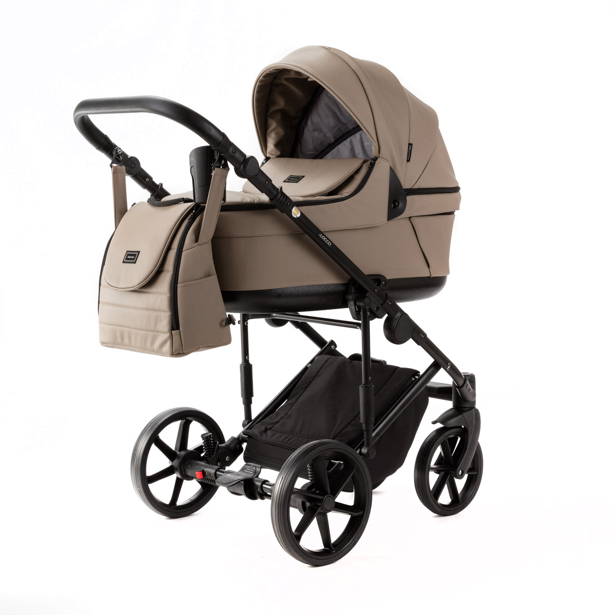 Детская универсальная коляска Adamex Locco Deluxe LL-SA2 (2в1) Черная экокожа