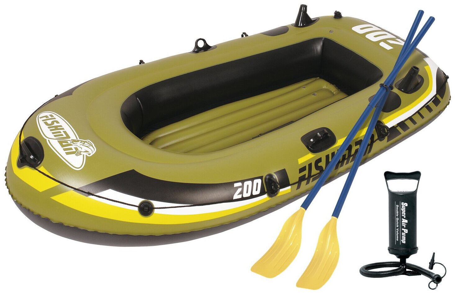 Гребная Надувная лодка Jilong Fishman 200set JL007207-1N с веслами и насосом