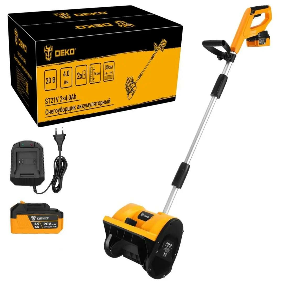 Снегоуборщик аккумуляторный Deko ST21V 20 В Li-Ion 2x4 Ач