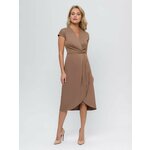 1001dress Платье футляр женское вечернее коктейльное праздничное офисное пыльная роза мини с объемными рукавами и открытыми плечами осень - Изображение 1