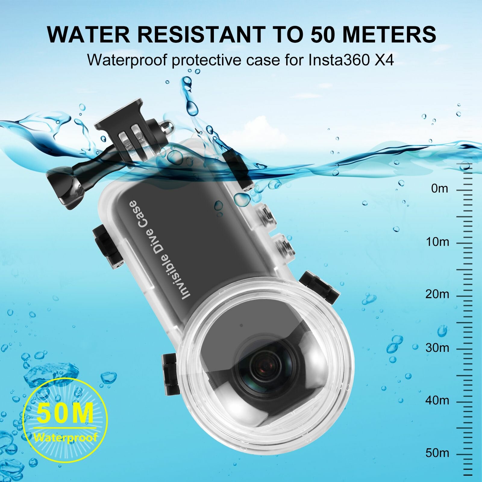 Аквабокс для Insta360 X4 водонепроницаемый герметичный чехол до 50м Dive Case