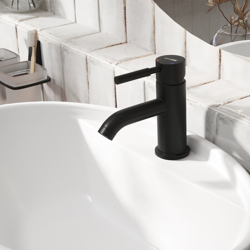 Смеситель для раковины WasserKRAFT Gollach 3305 из латуни с покрытием черный Soft-touch