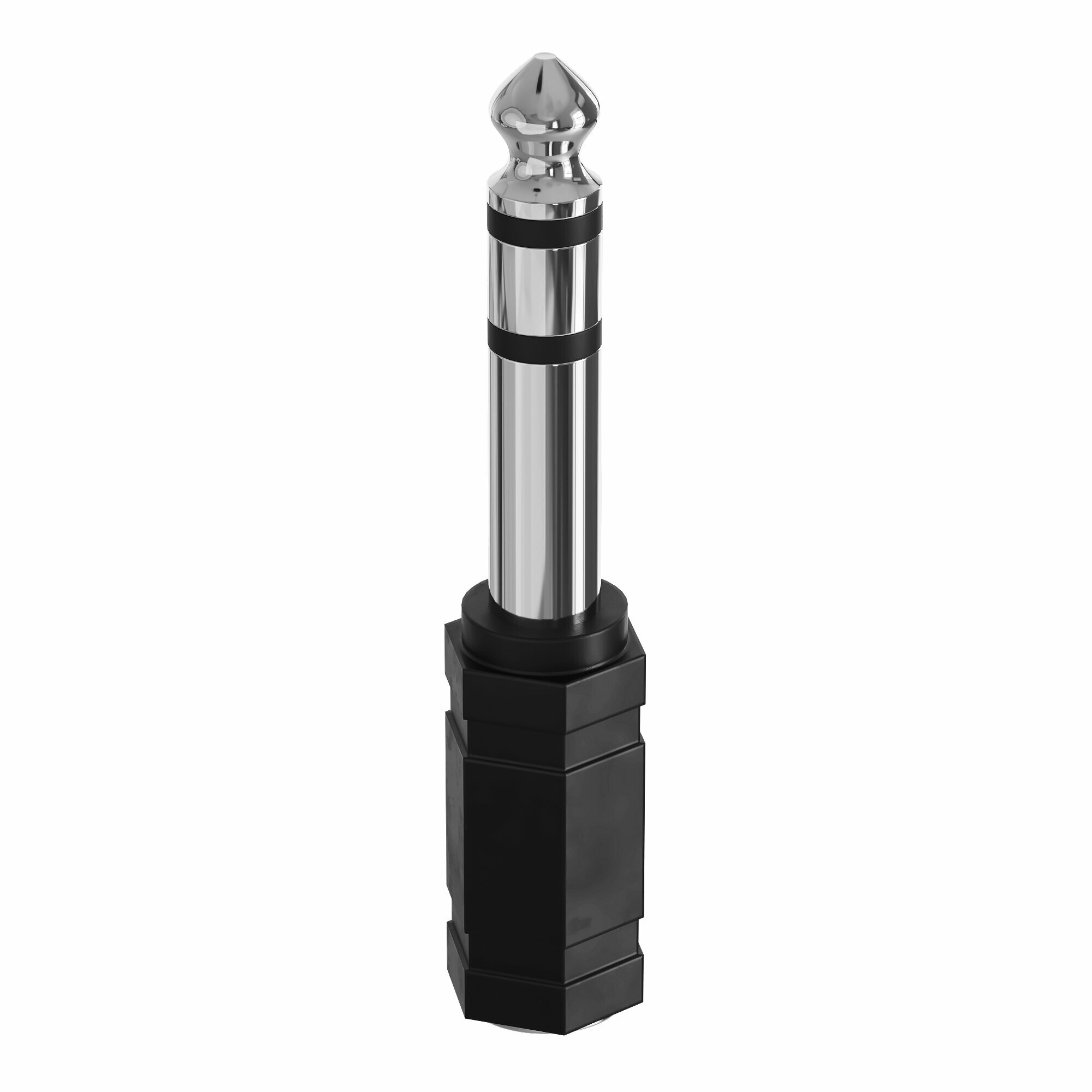 Аудио переходник адаптер GSMIN Maple4 Jack 6.3 мм (M) - mini Jack 3.5 мм (F) джек (3 pin) (Серебристый)
