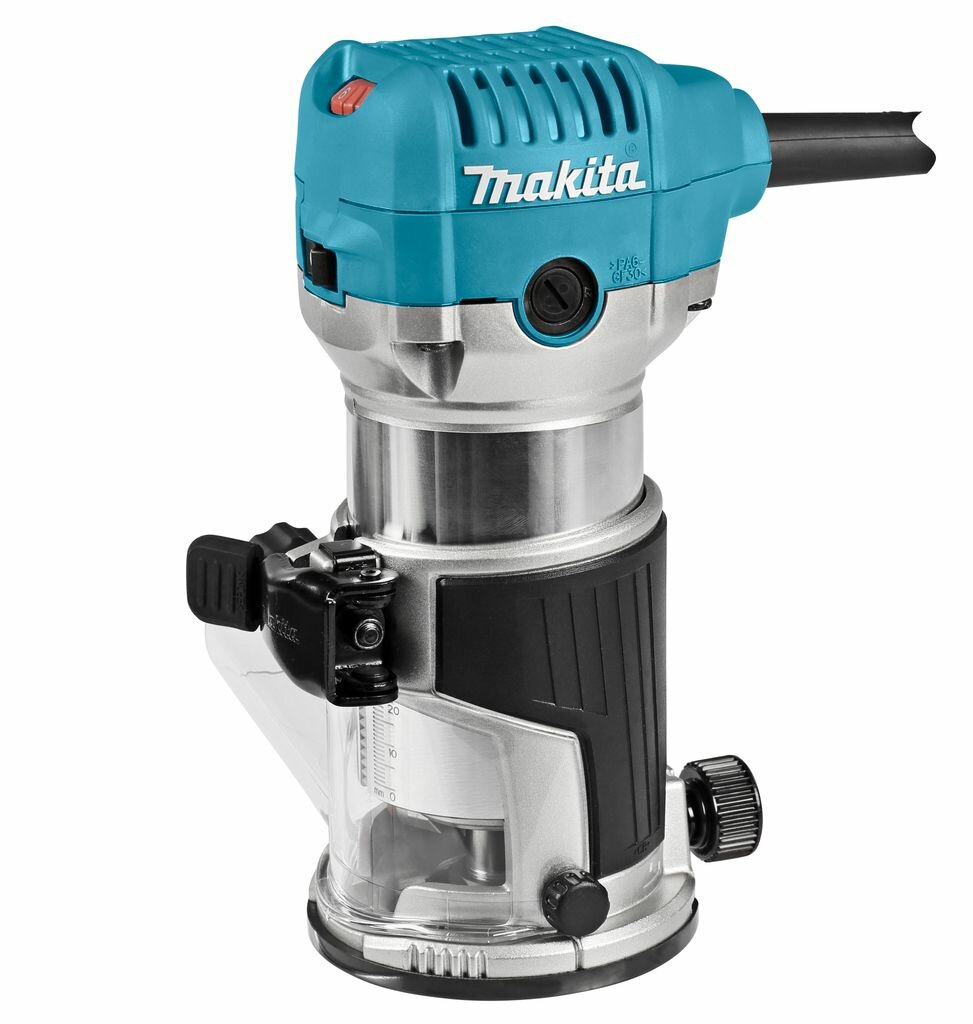 Кромочный фрезер для дерева Makita RT0700CX2, 710 Вт, рабочий ход 35 мм, 30000 об/мин, сумка для хранения, серебристый / синий