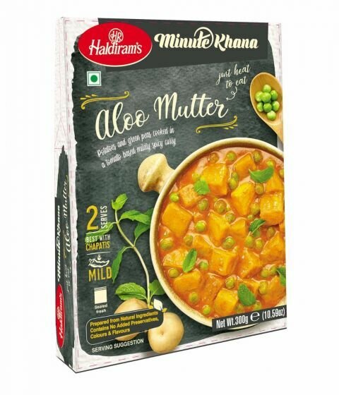 Haldiram's АЛУ матар (ALOO MUTTER) - картофель и зеленый горошек, приготовленные в слегка остром карри на основе помидоров 300 г