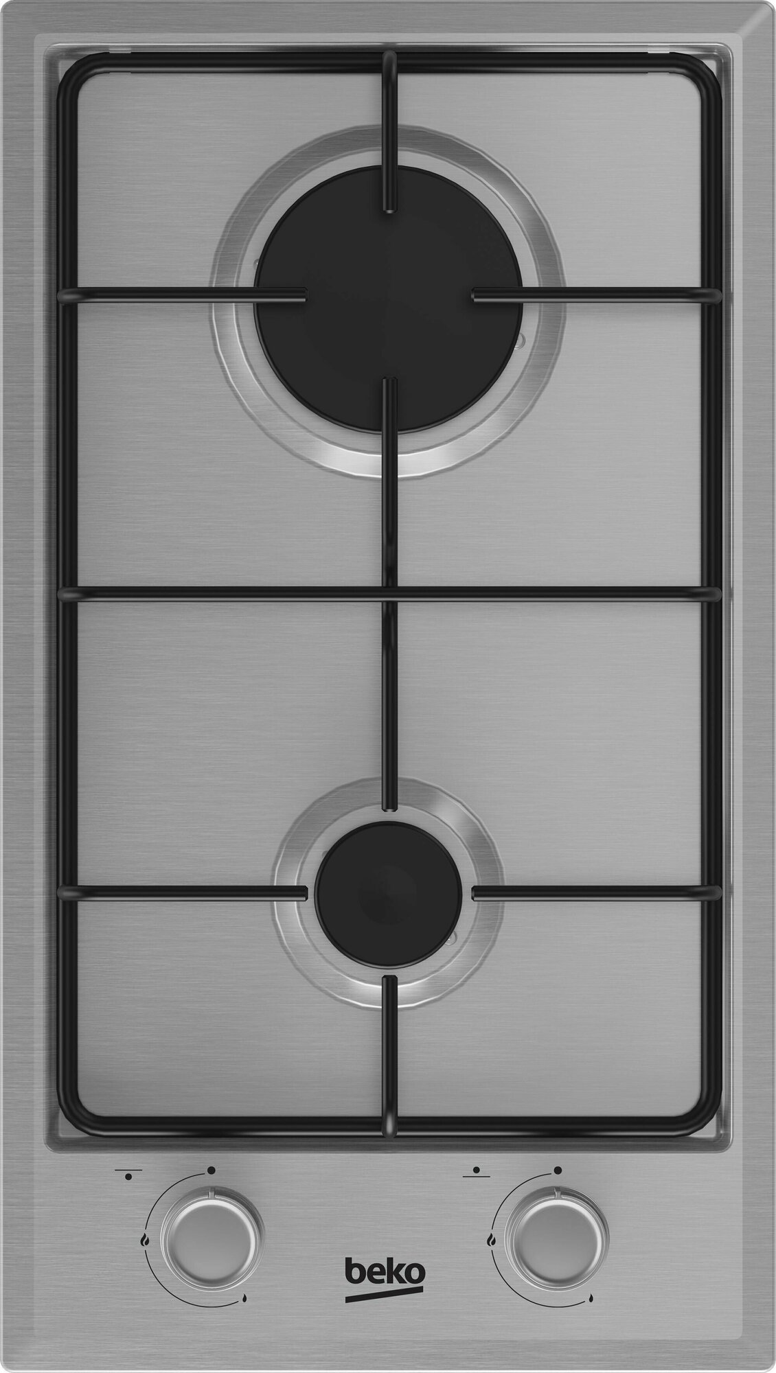 Встраиваемая газовая варочная панель Beko HDCG32220FX, 2 конфорки, серебристая