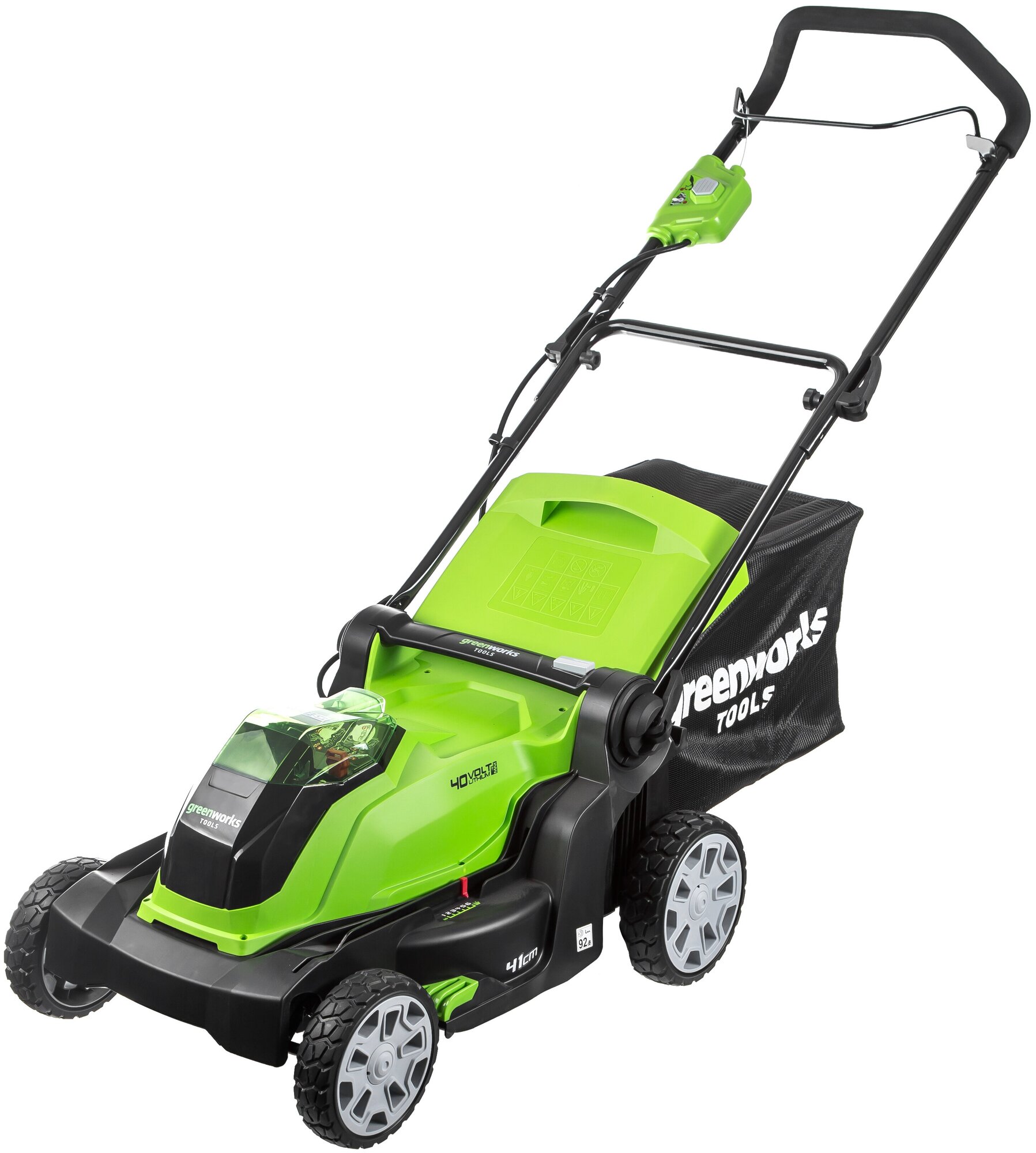 Газонокосилка электрическая Аккумуляторная газонокосилка Greenworks 2504707VB G40LM41K4, 4 А·ч, с АКБ, 40 см