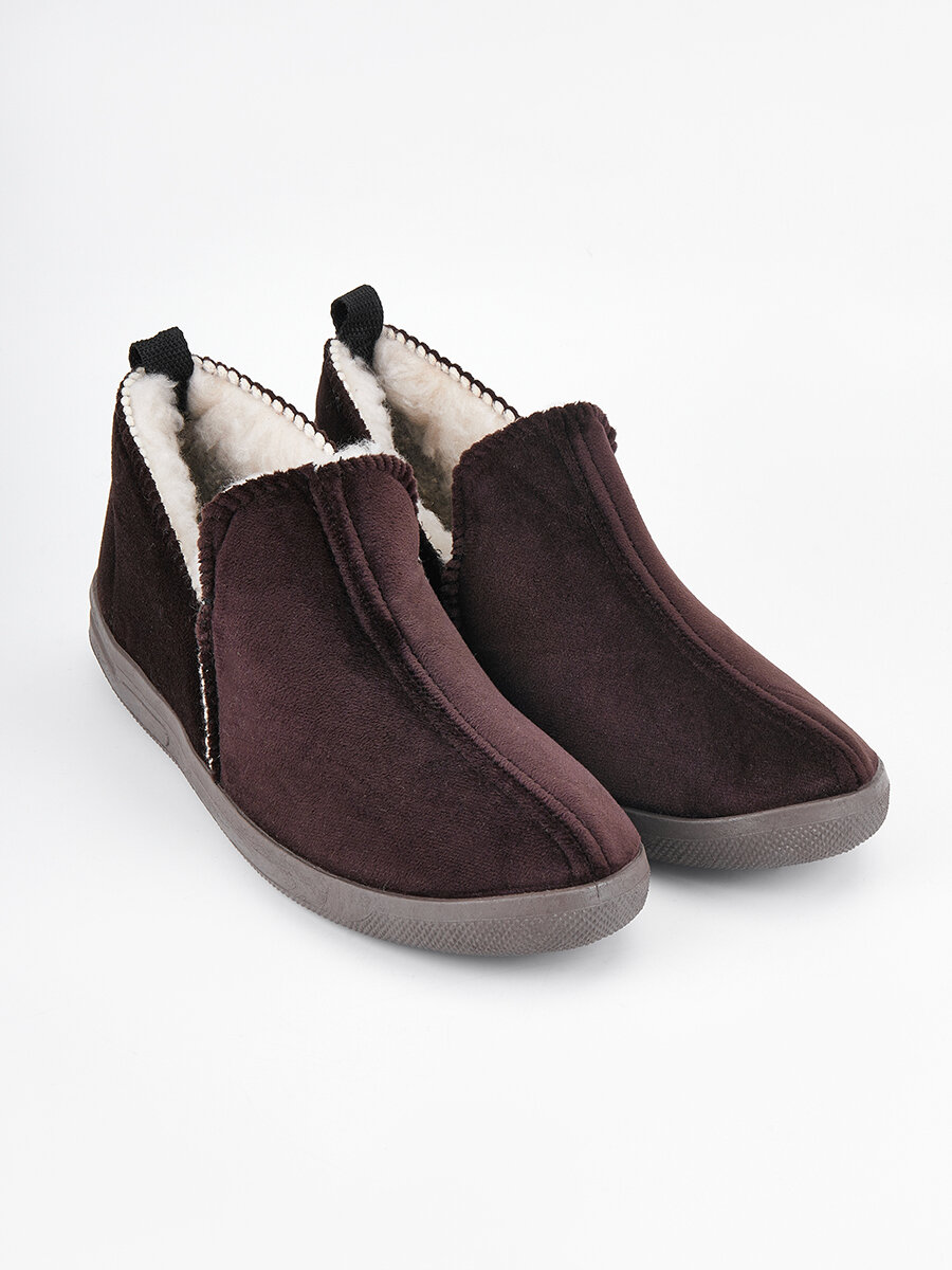 Shoes KOMFORT Полуботинки мужские (Дедуши) Модель-17 (текстиль, иск. мех, ПВХ) (Черный, 39)