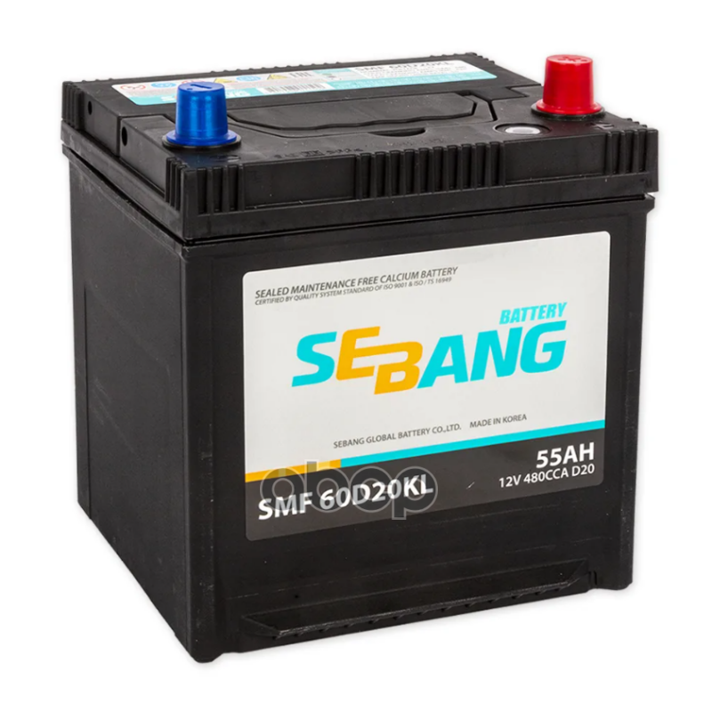 Аккумулятор Sebang Jis 55 А/Ч Обратная 202X175x225 En480 А SEBANG арт. SMF 60D20KL
