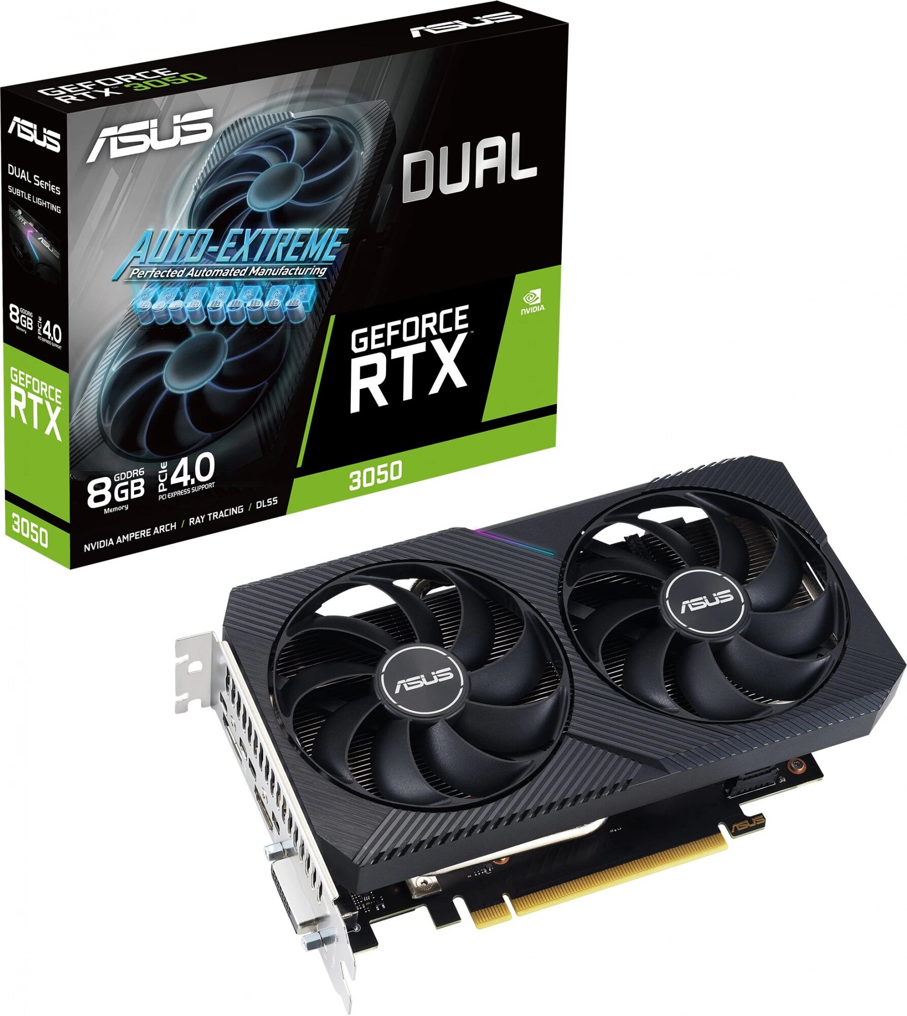 Видеокарта Asus PCI-E 4.0 DUAL-RTX3050-8G-V2 NVIDIA GeForce RTX 3050 8Gb 128bit GDDR6 1777/14000 HDMIx1 DPx3 HDCP Ret