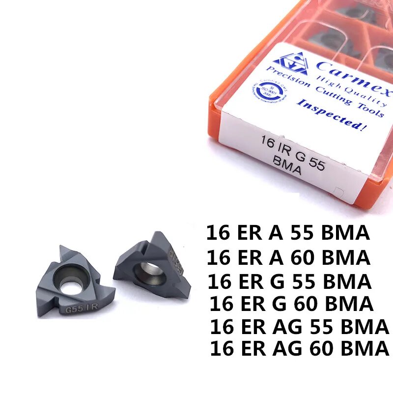 DYSMCV 10 шт. 16ER AG55 A55 G55 AG 60 BMA Carburo de rosca externa inserto cnc torno herramientas de torneado mecanizado de alta calidad