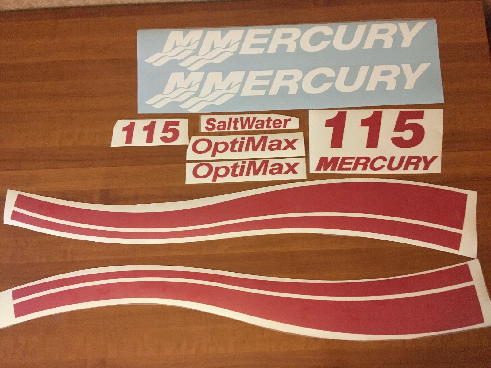 Наклейки на лодочный мотор Mercury Optimax 115 (красный) 12 шт.