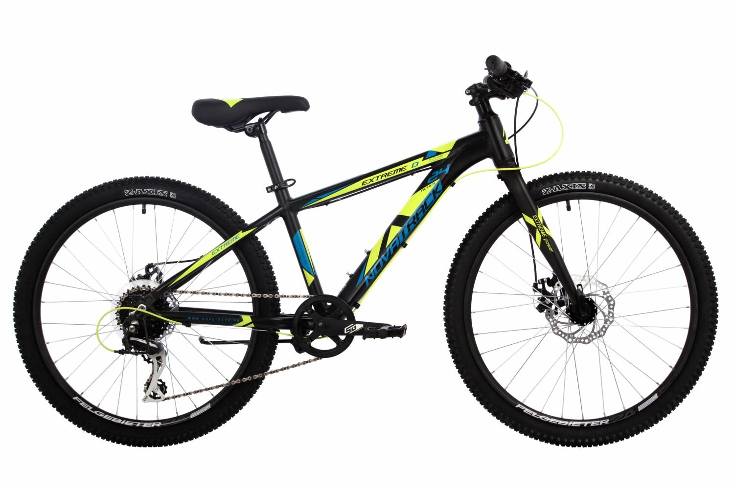 Велосипед NOVATRACK 24" EXTREME алюм. 13, черный, 8 скор. RD360/TS71, диск. торм. STG, жёсткая алюминиевая вилка, алюм: руль, вынос, втулки, система, подсед. штырь