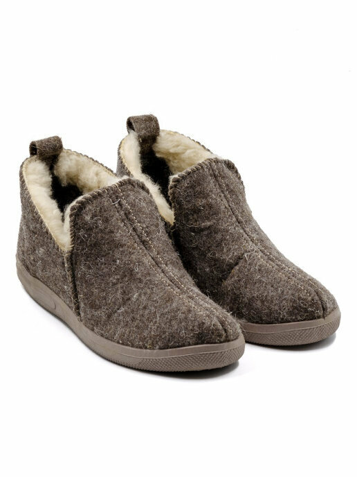 Shoes KOMFORT Полуботинки мужские (Дедуши) Модель-17 (текстиль, иск. мех, ПВХ) (Коричневый, 40)