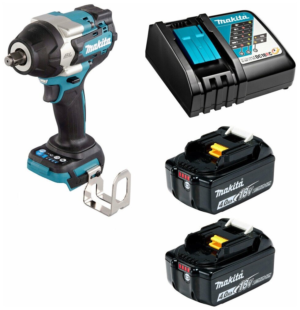 Гайковерт аккумуляторный 18В 700Нм - 1/2" Makita DTW700 Li-Ion 2x4Ач, з/у DTW700RME