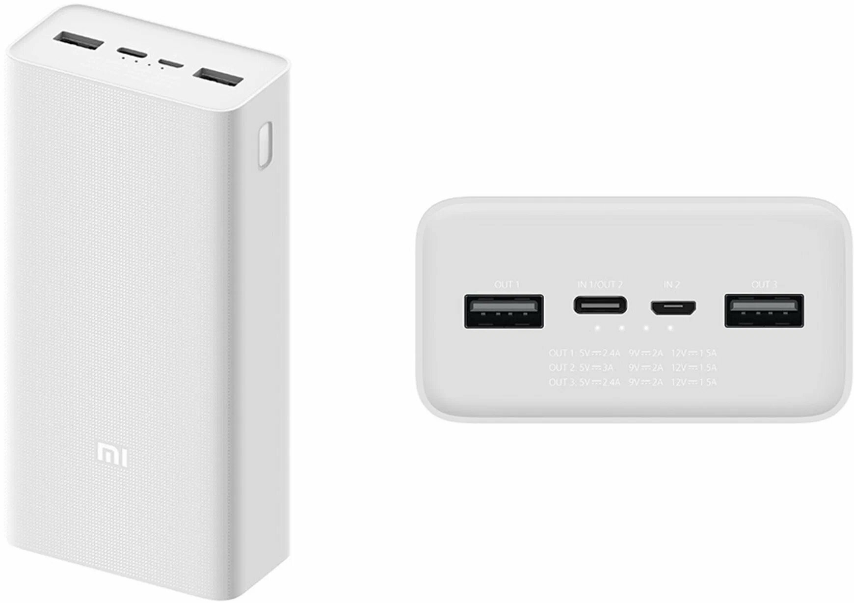 Внешний аккумулятор Xiaomi Mi Power Bank 3 30000mah, портативный аккумулятор, Power Bank, белый