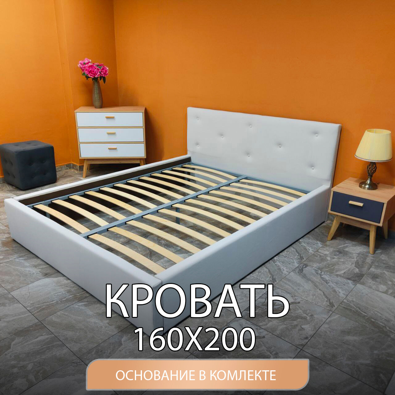 Кровать с матрасом 160х200 с подъемным механизмом, бельевым ящиком двуспальная с ортопедическим основанием белая