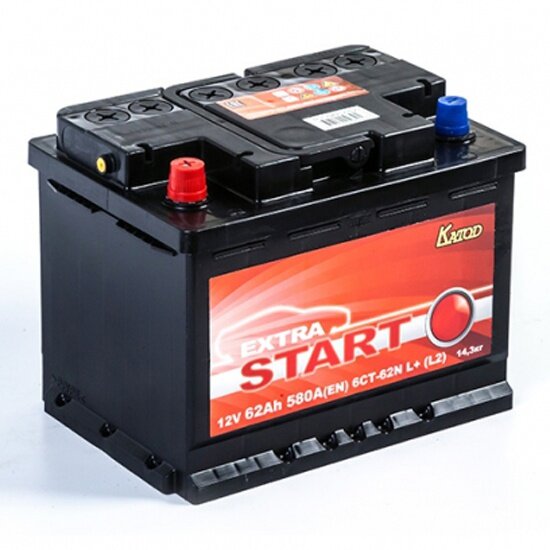 Аккумулятор EXTRA START 62e 6СТ-62N L+ (L2), 242x175x190, прямая полярность, 62 Ач