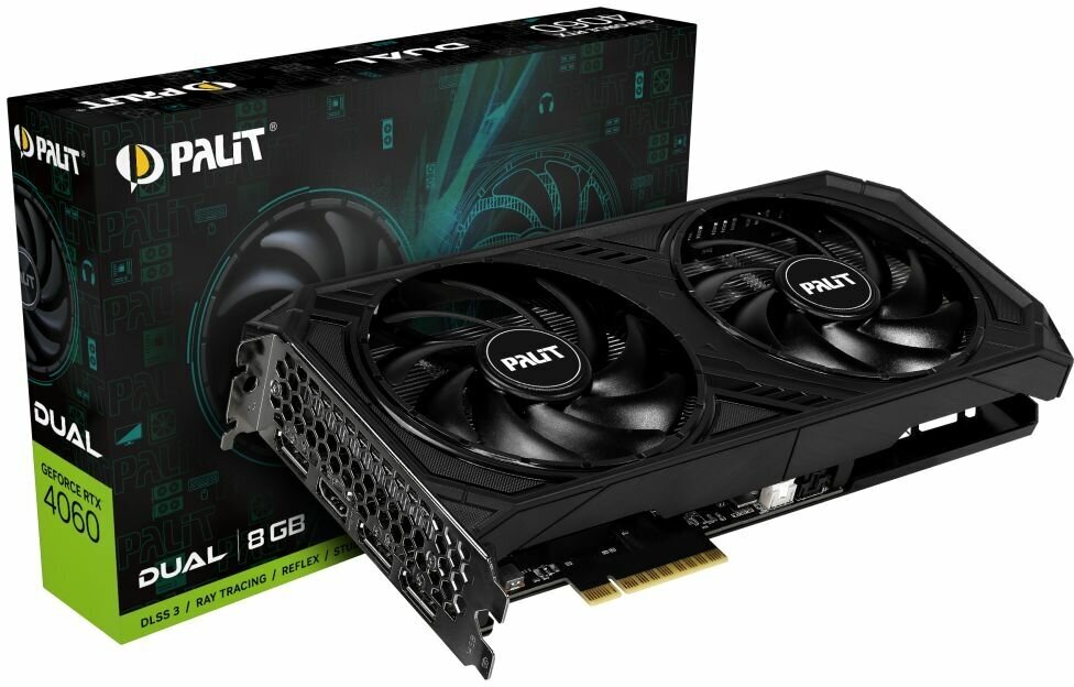 Видеокарта Palit (NE64060T19P1-1070D) GeForce RTX 4060 8GB DUAL ОС