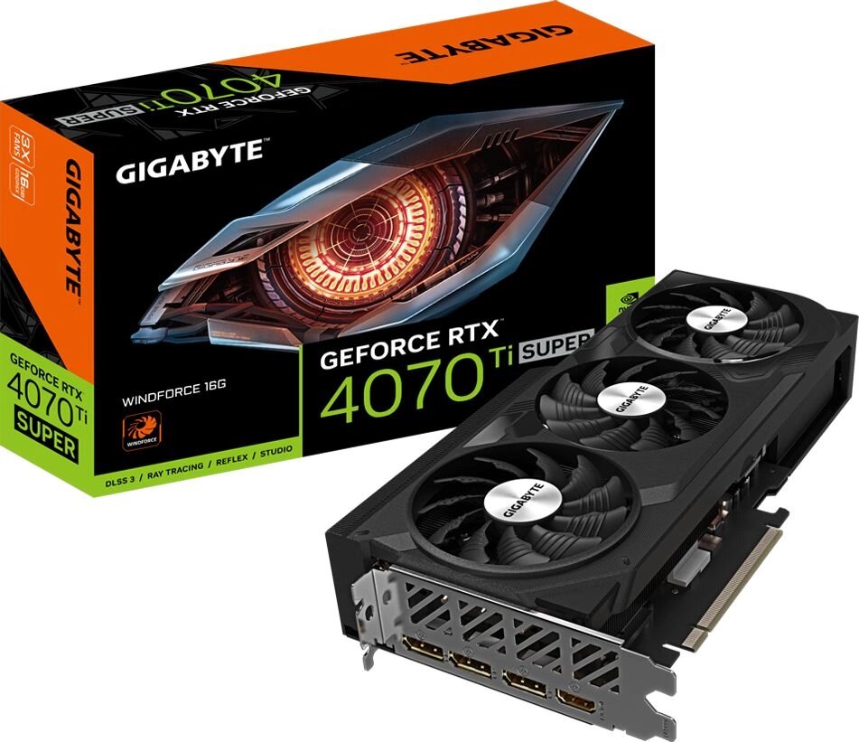 Видеокарта Gigabyte PCI-E 4.0 GV-N407TSWF3-16GD NVIDIA GeForce RTX 4070TI Super 16Gb 256bit GDDR6X 2610/21000 HDMIx1 DPx3 HDCP Ret