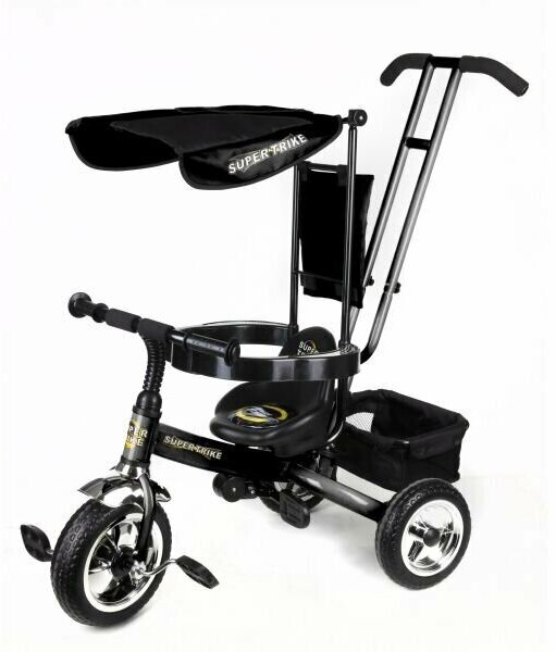 Велосипед "SUPER TRIKE" 3-х колесный с ручкой, Пластиковые колеса 10" И 8"