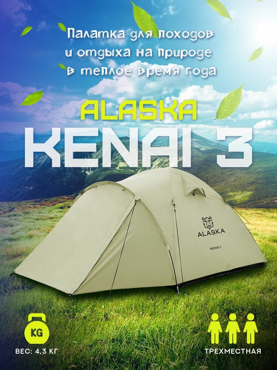 Палатка туристическая 3-х местная с тамбуром Kenai