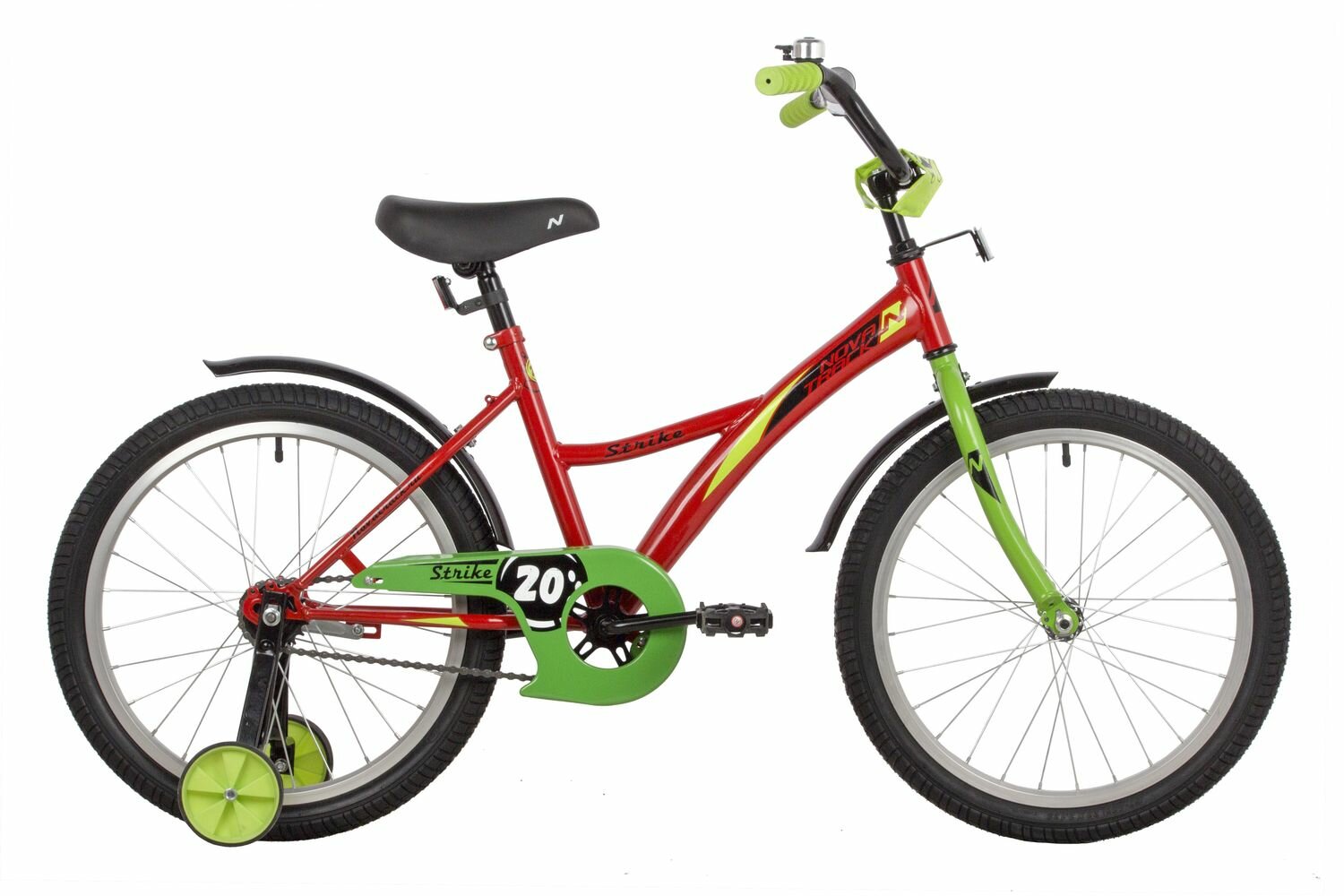 Novatrack Strike 20" (2022) (Велосипед NOVATRACK 20" STRIKE красный, тормоз нож, крылья корот, защита А-тип)