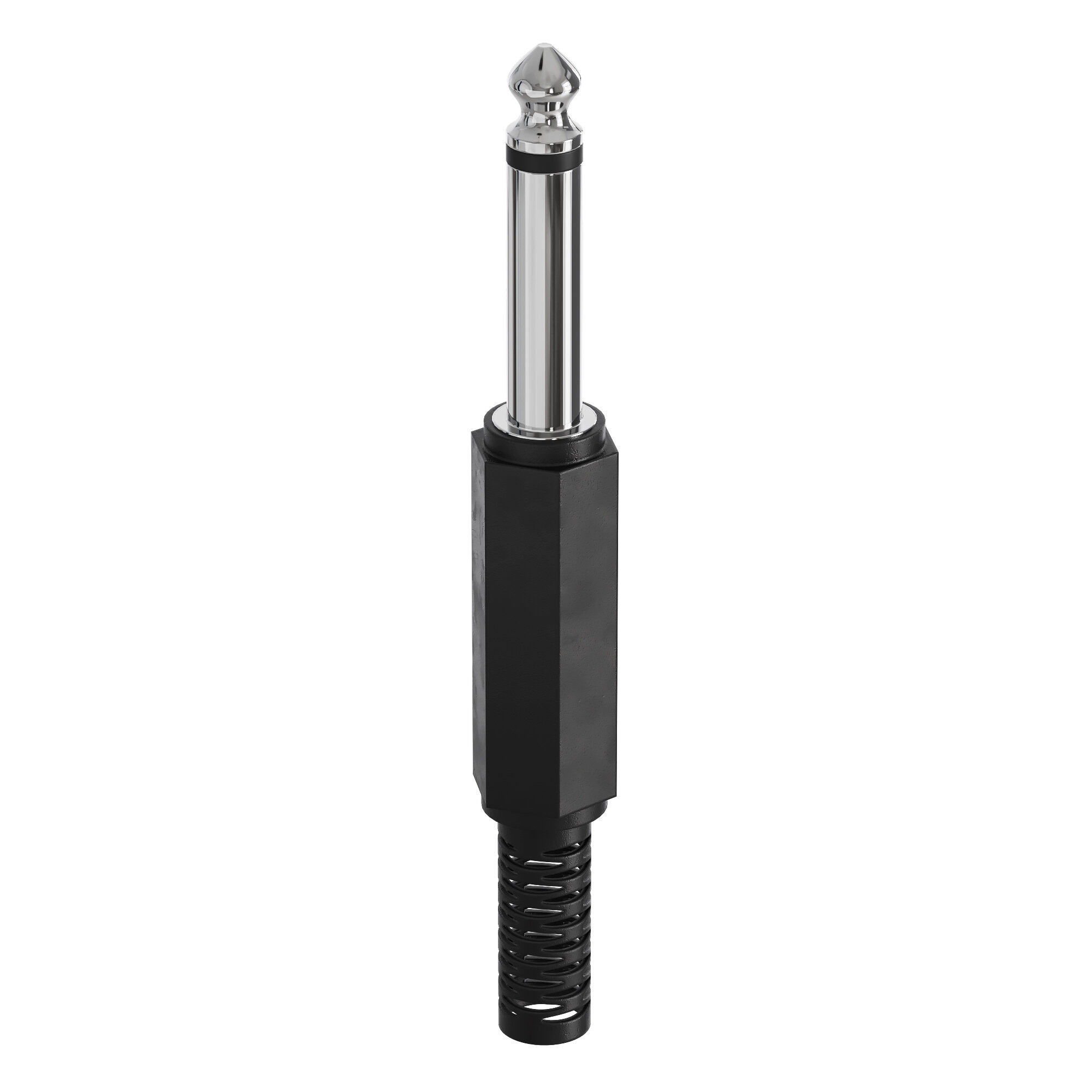 Аудио штекер Jack 6.3 мм (M) под пайку GSMIN Maple62 разъем TS моно на провод (2 pin) (Серебристый)