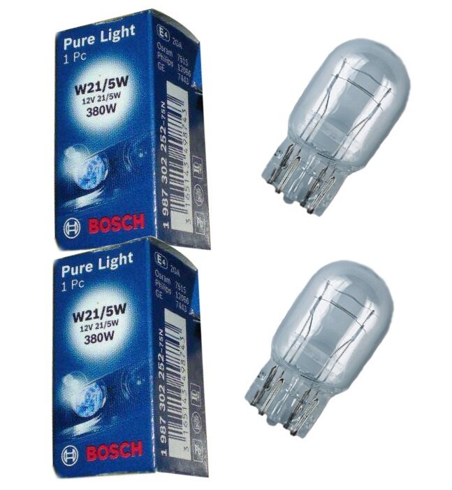 Лампа автомобильная Bosch "Pure light", W21/5W 12V. 1987302252 (2 шт.)