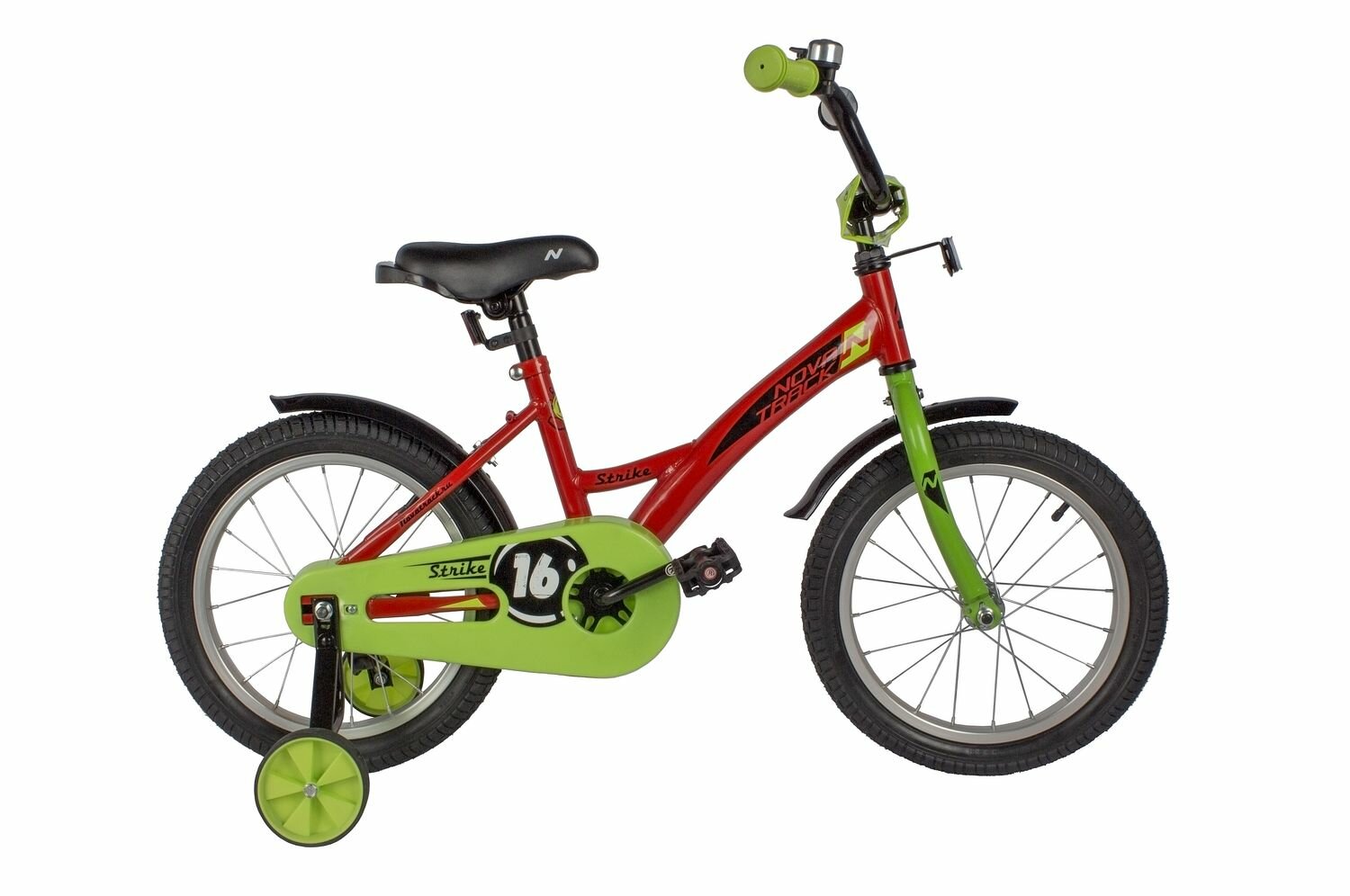 NOVATRACK STRIKE 16" (2022) (Велосипед NOVATRACK 16" STRIKE красный, тормоз нож, крылья корот, полная защита цепи)