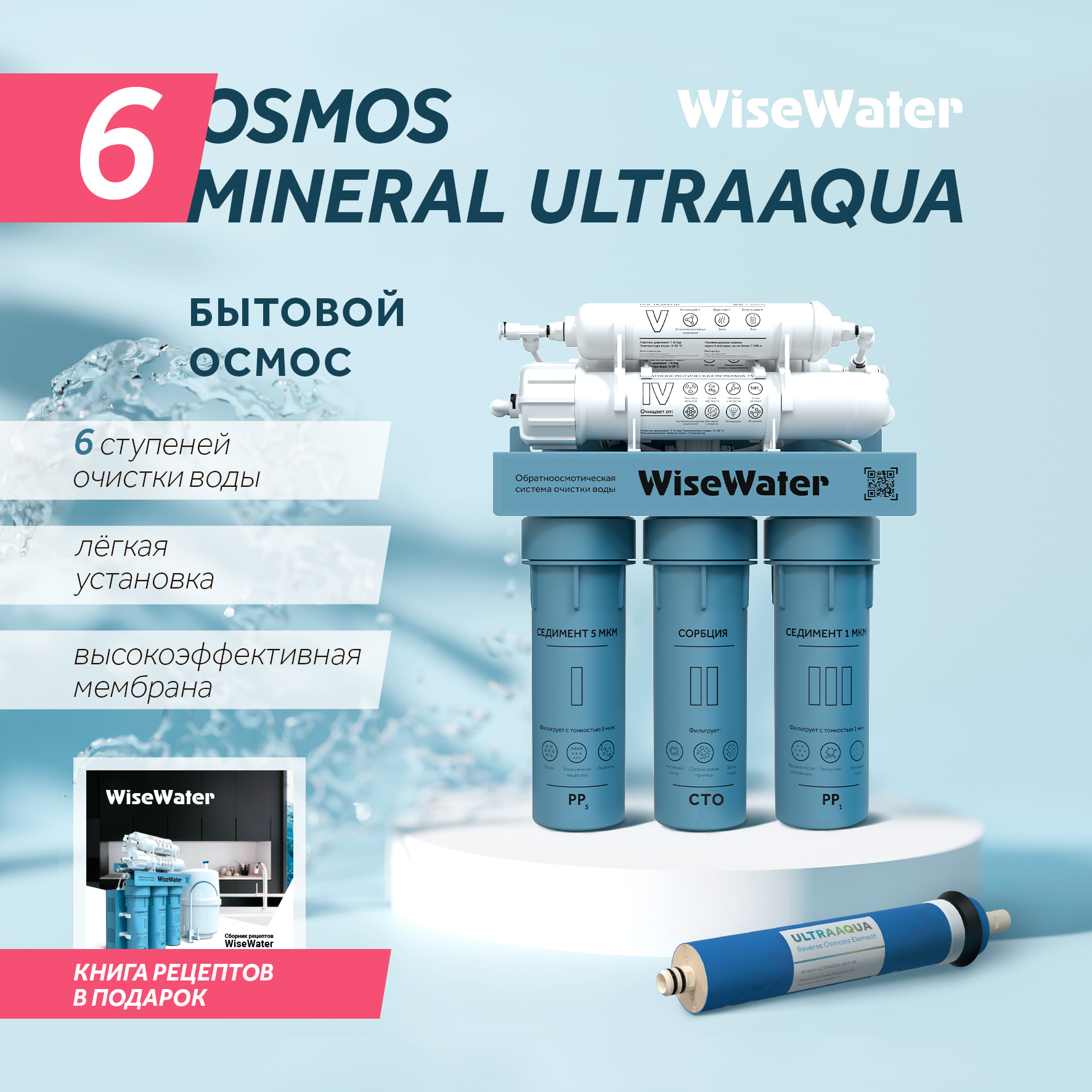 Фильтр под мойку | Бытовой осмос WiseWater Osmos Mineral ULTRAAQUA